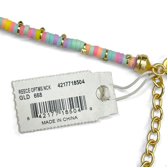 Kendra Scott Reece Optimist Gold Strand Necklace New $55 Pink Pastel 15" Length - Picture 5 of 8